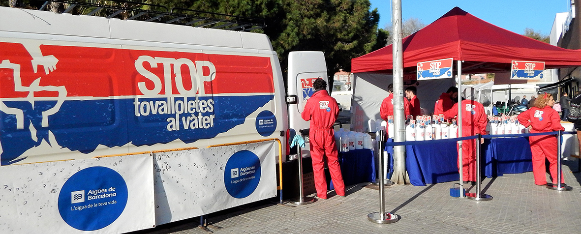 "Stop throwing wipes down the toilet" campaign